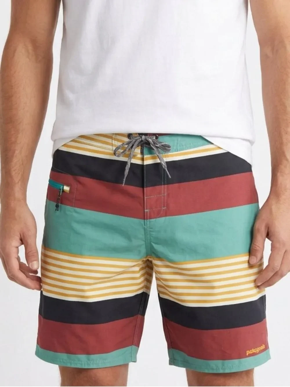 PATAGONIA | Wavefarer Striped Board Shorts Tie Front Men’s Size 32